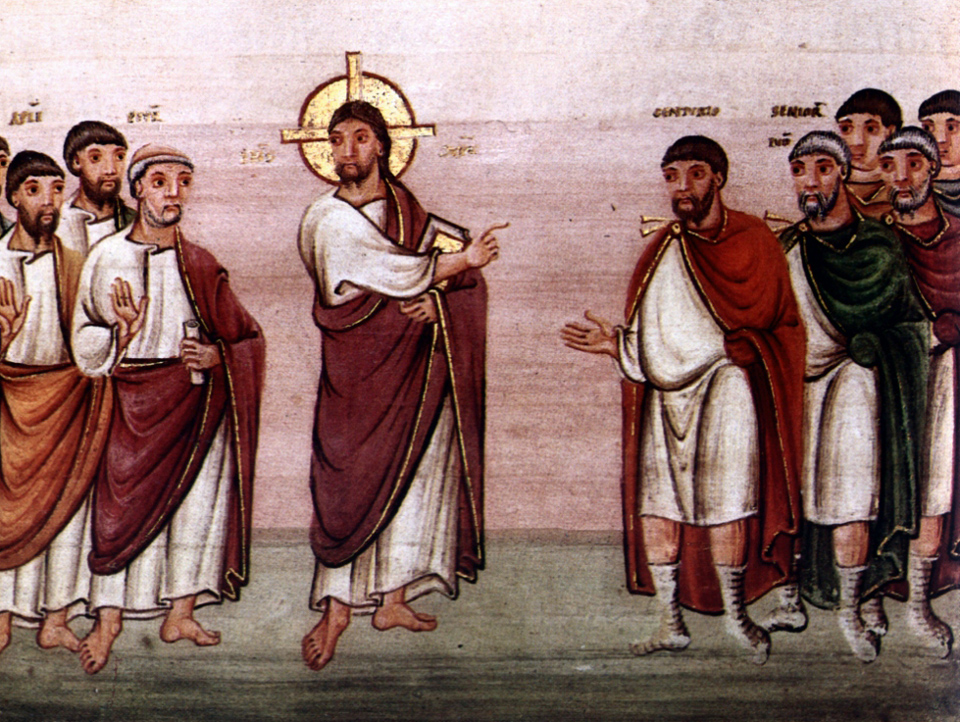 Jesus und der Hauptmann von Kafarnaum (Minitur aus dem Codex Egberti, 10. Jhd.)