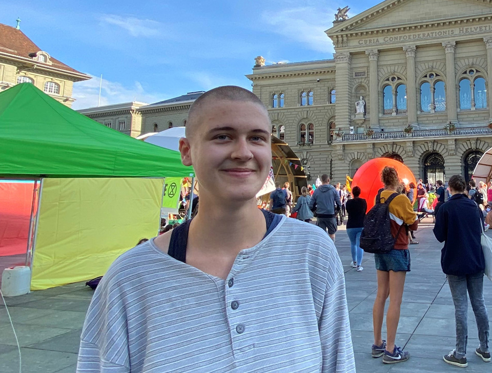 Silvia Siegrist von Christian Climate Action an der Klima-Demo vor dem Bundeshaus in Bern.