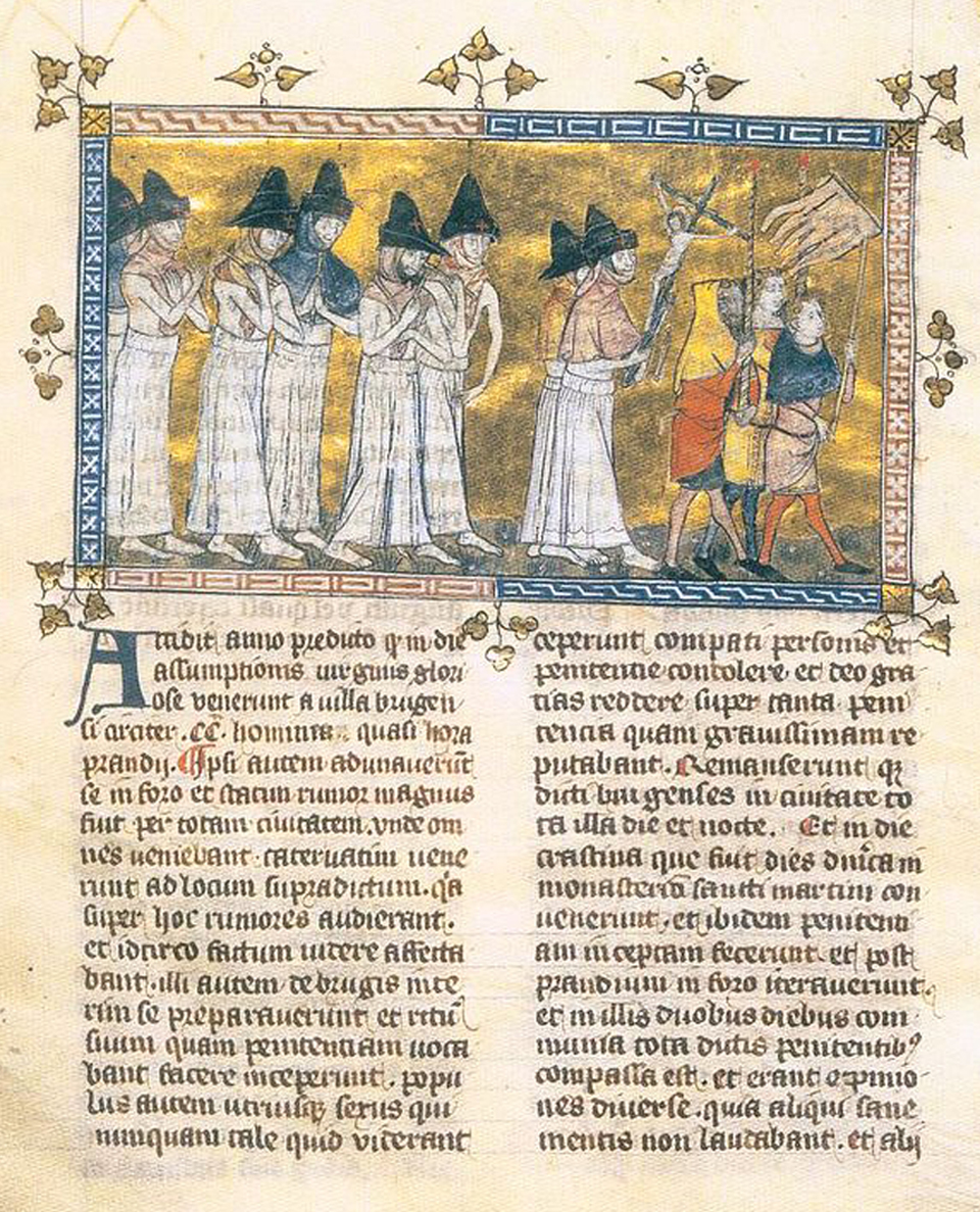 Darstellung der Geisslerzüge um 1350, Chronik von Gilles Li Muisis 