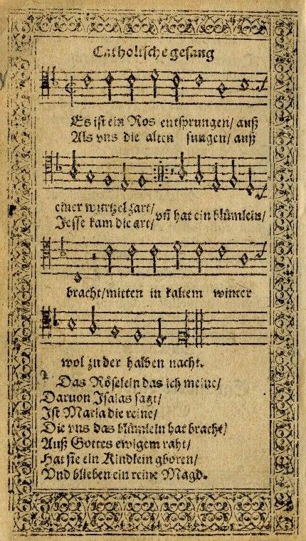 Erstveröffentlichung des Liedes «Es ist ein Ros entsprungen» im Speyerer Gesangbuch 1599