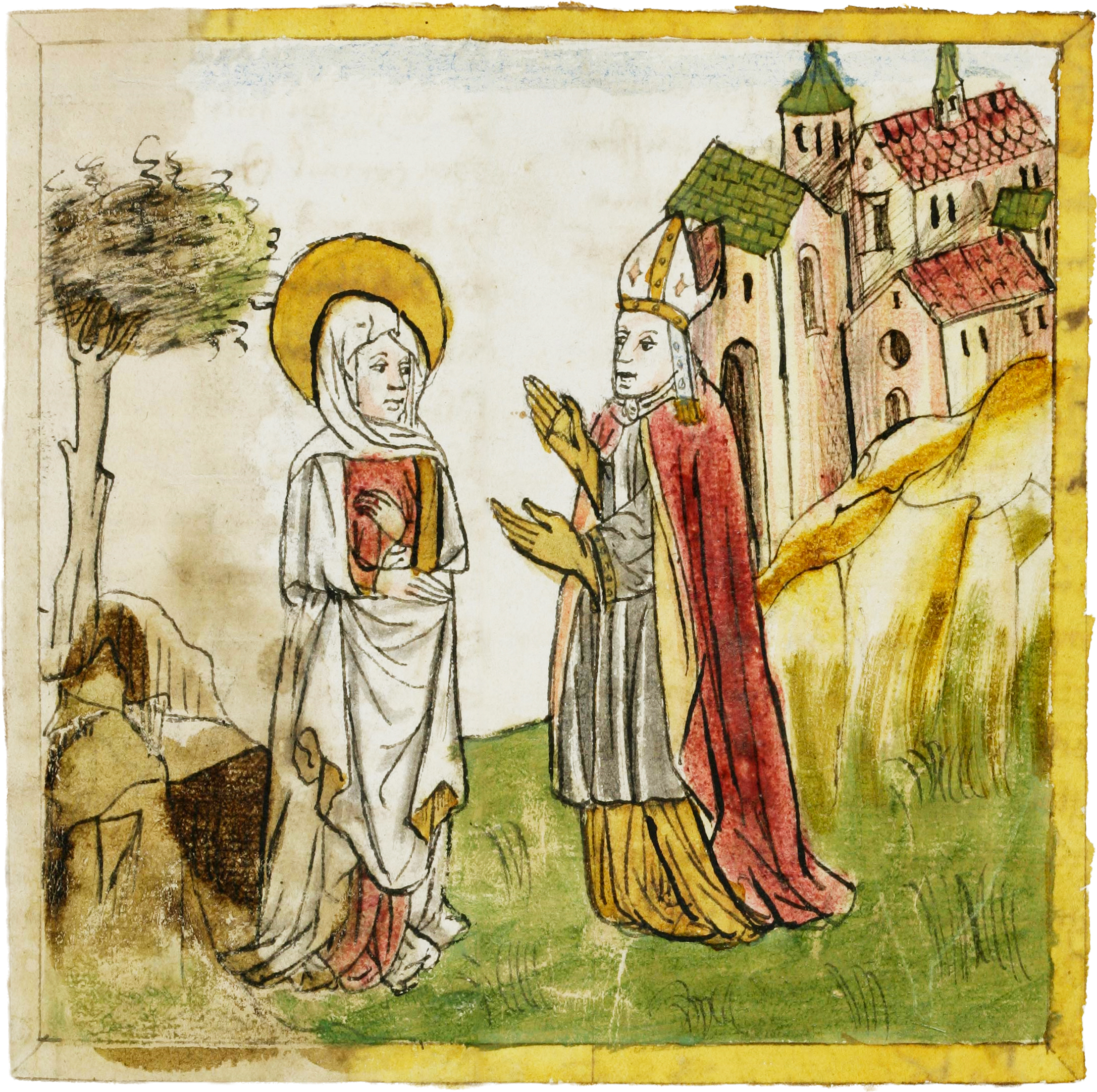 Wiborada im Gespräch mit dem Bischof von Konstanz, Salomo III.