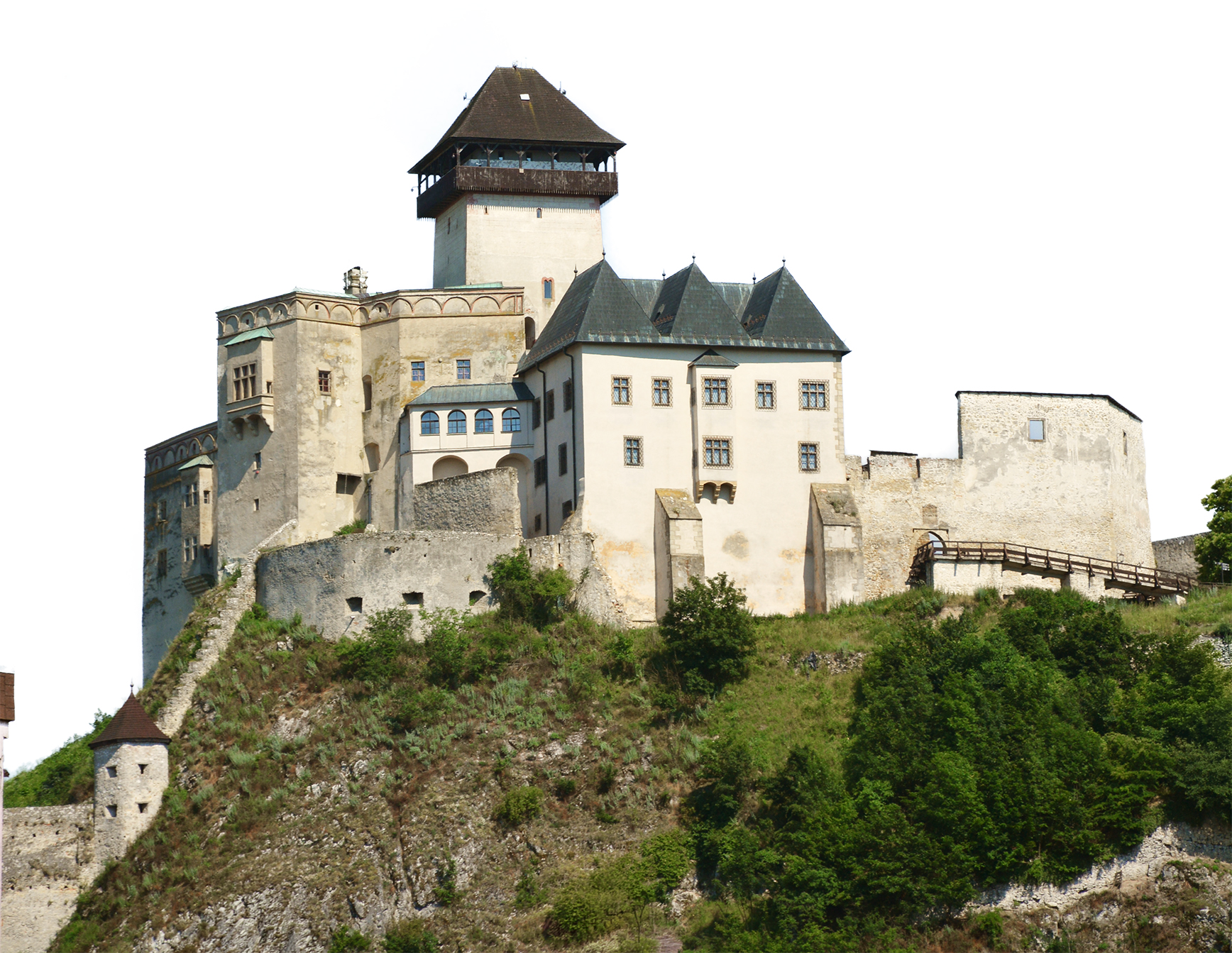 Burg von unten, thront über slowakischer Stadt Trentschin