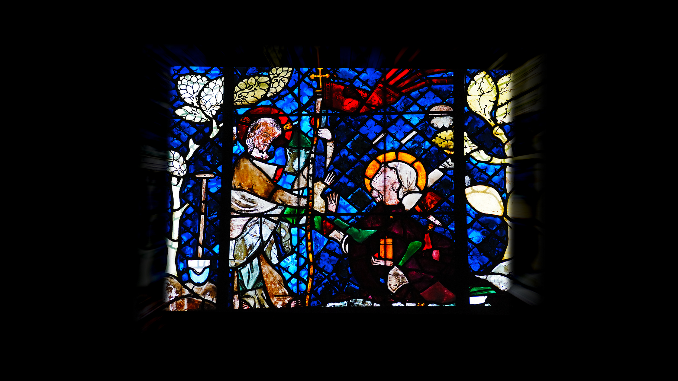 Fenster im Strassburger Münster: Maria von Magdala hält den Auferstandenen für einen Gärtner